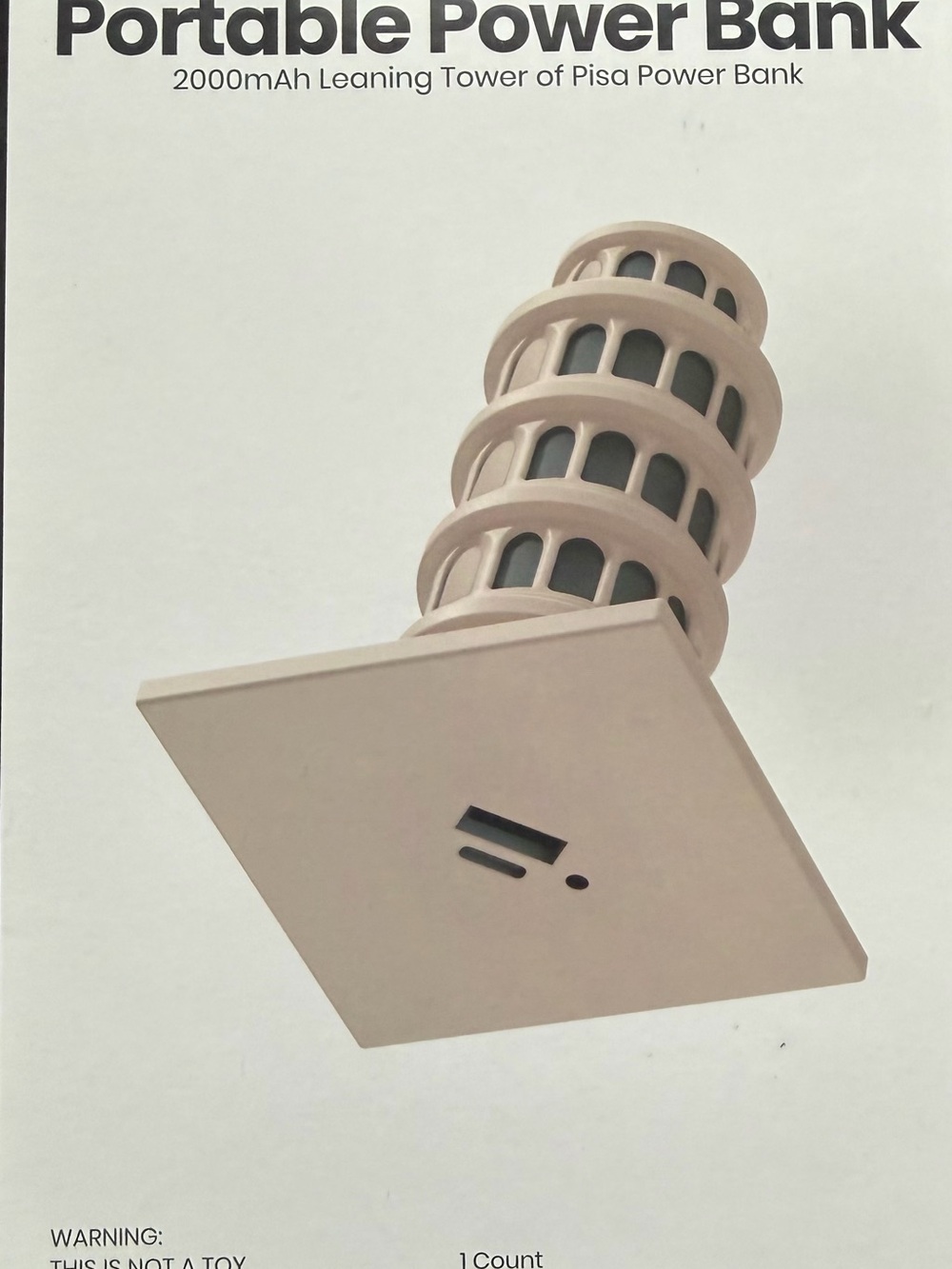 Leaning Tower of Pisa 2000mAh Portable Power Bank – USB-C Rechargeable